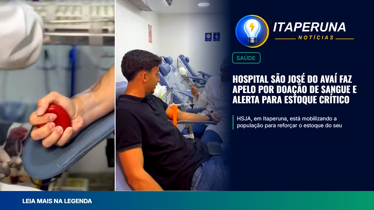 HOSPITAL SÃO JOSÉ DO AVAÍ FAZ APELO POR DOAÇÃO DE SANGUE E ALERTA PARA ESTOQUE CRÍTICO O Hospital São José